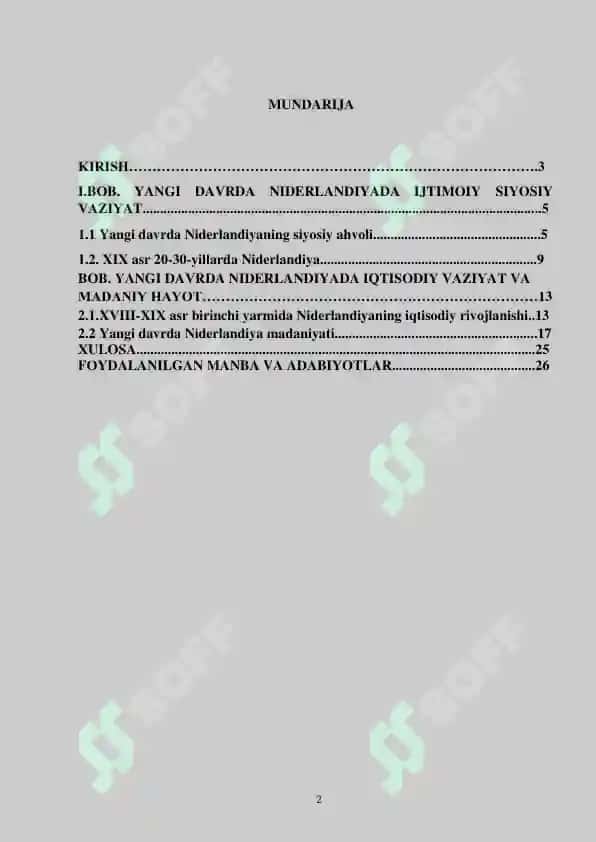 Niderlandiyada Ijtimoiy-Iqtisodiy Vaziyat mavzusida Kurs ishi 2