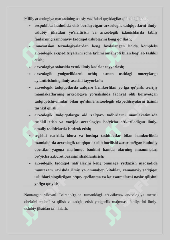Arxeologiya ilmiy markazlari haqida ma’lumot to‘plash 24 3