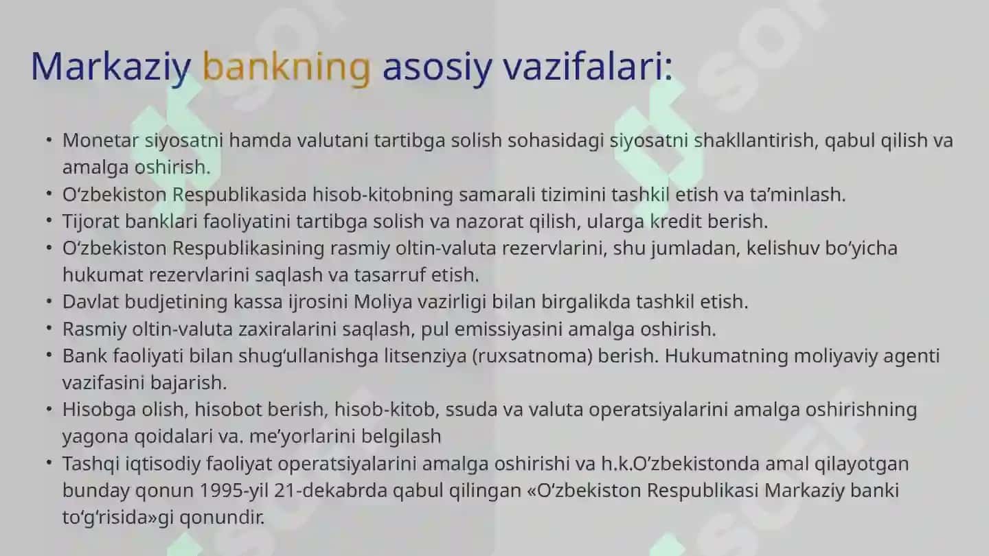 O‘ZBEKISTON RESPUBLIKASI MARKAZIY BANKI 3