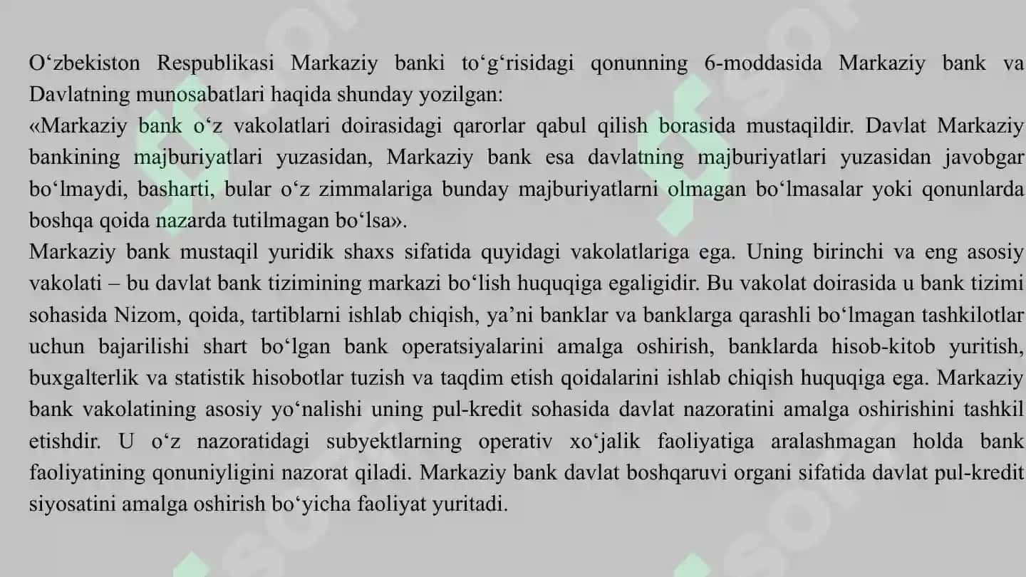 O‘ZBEKISTON RESPUBLIKASI MARKAZIY BANKI 6