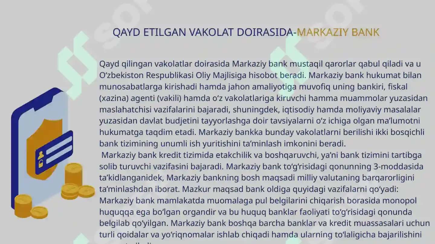 O‘ZBEKISTON RESPUBLIKASI MARKAZIY BANKI 7