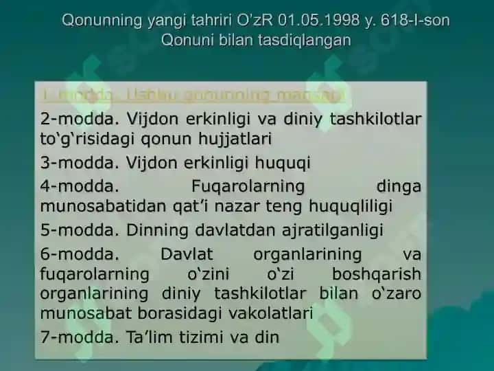 O‘zbekistonda faoliyat yurituvchi diniy tashkilotlar 8
