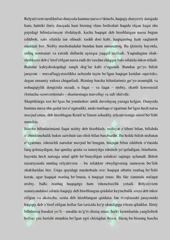 Bilish nazariyasi.Gnoseologiya 7