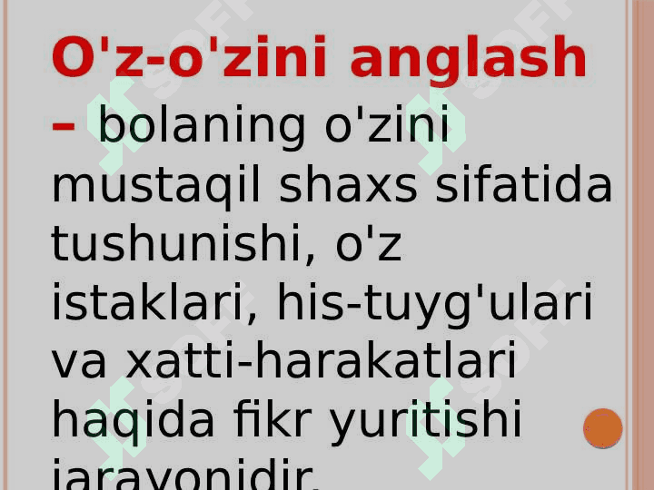 Ilk bolalik davrida  o'z-o'zini anglash 3