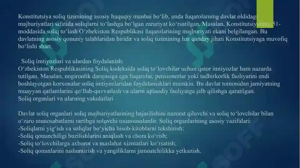SOLIQ MAJBURIYATLARINING HUQUQIY ASOSI 5