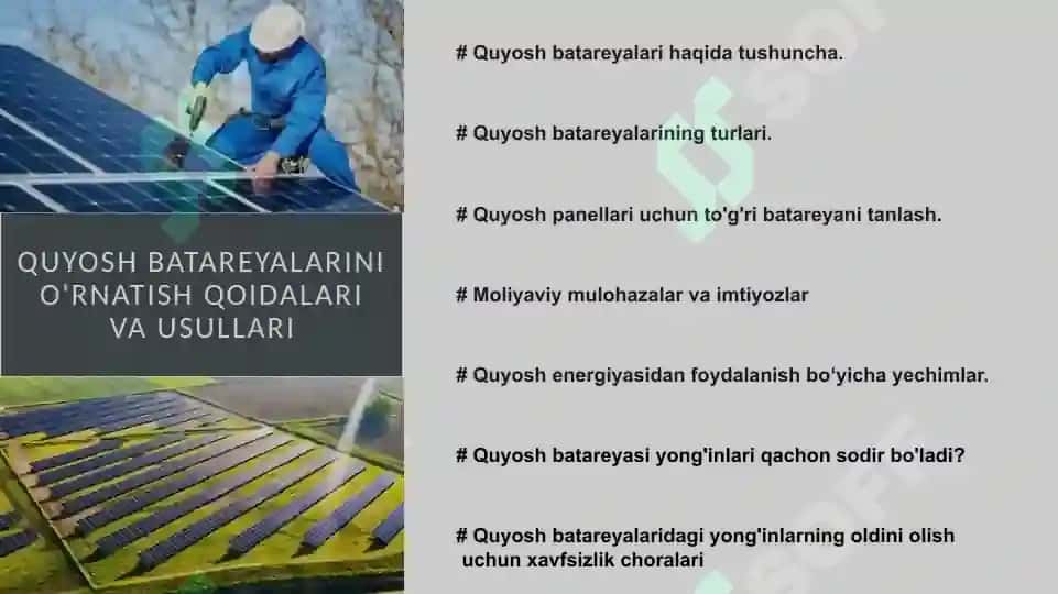 Quyosh batareyalairni o’rnatish qoidalari va usullari 2