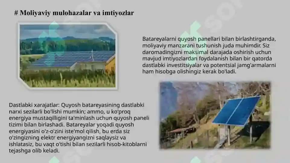 Quyosh batareyalairni o’rnatish qoidalari va usullari 8