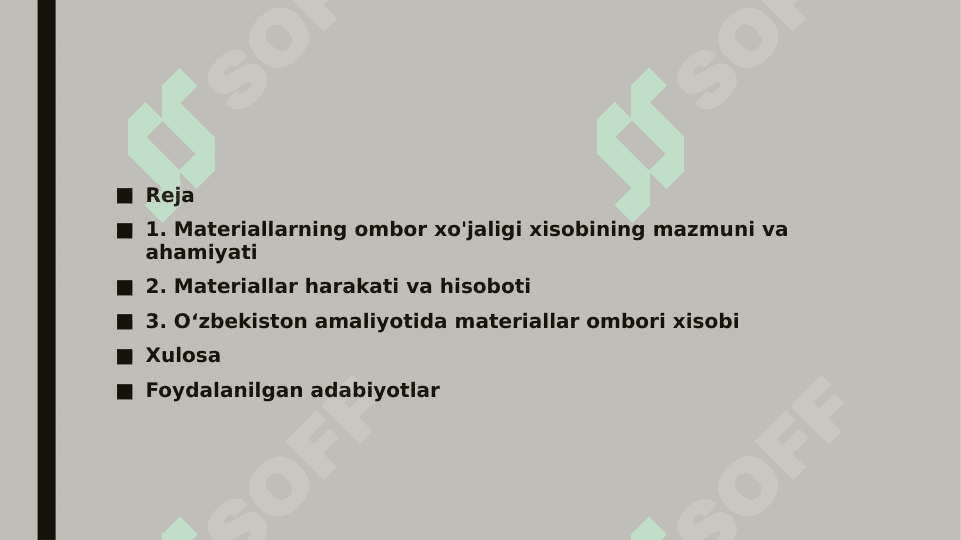 Materiallarning ombor xo'jaligi xisobi 2