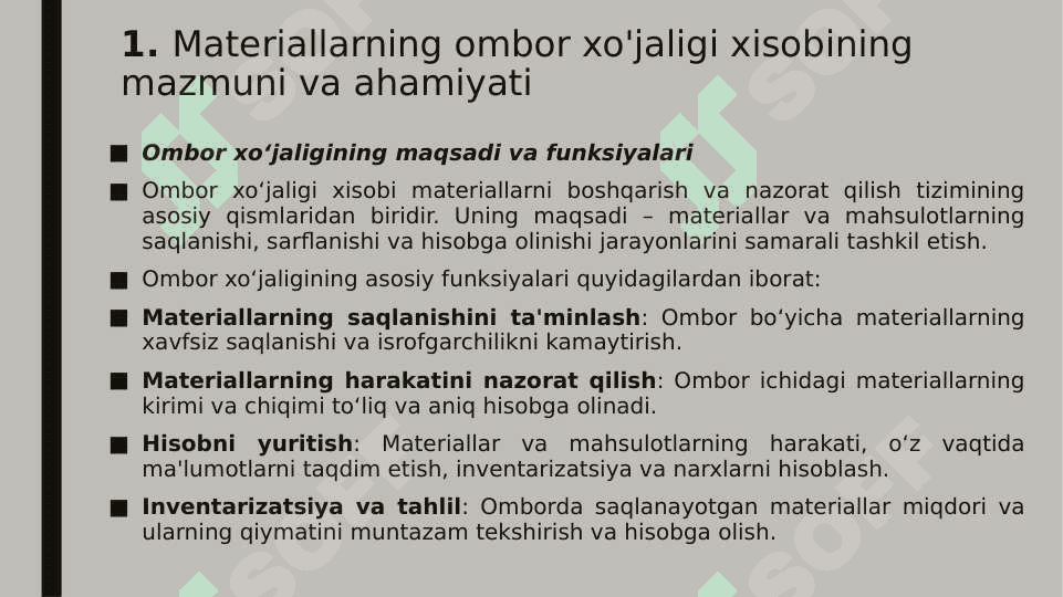 Materiallarning ombor xo'jaligi xisobi 4