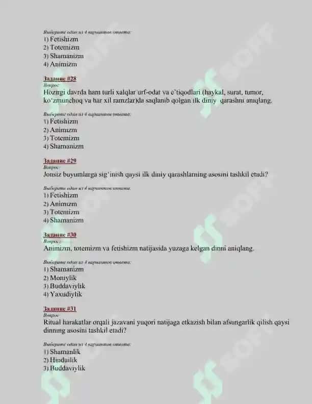 Dinshunoslik test savollari 7