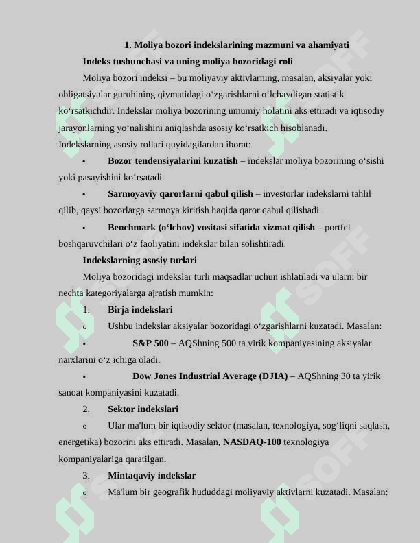 Moliya bozori indekslari 3