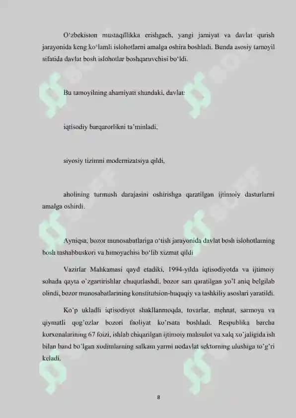 Davlat bosh islohotlar tamoyilining nazariy asoslari 8