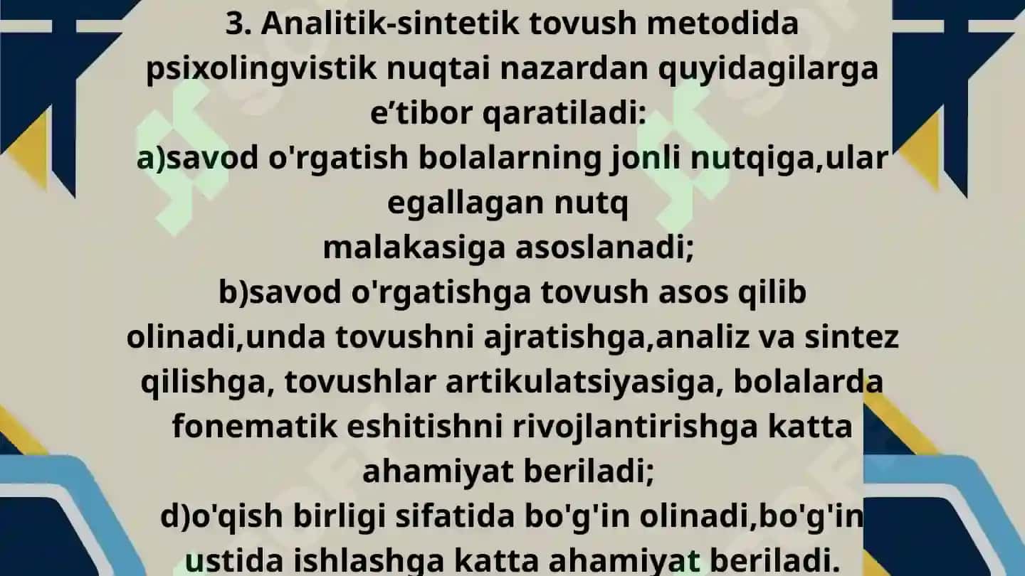 Savod oʻrgatishda qoʻllaniladigan metodlar 4
