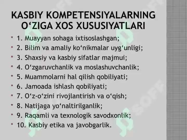 Kasbiy kompetensiyava uning rivojlantirish yo‘llari 8