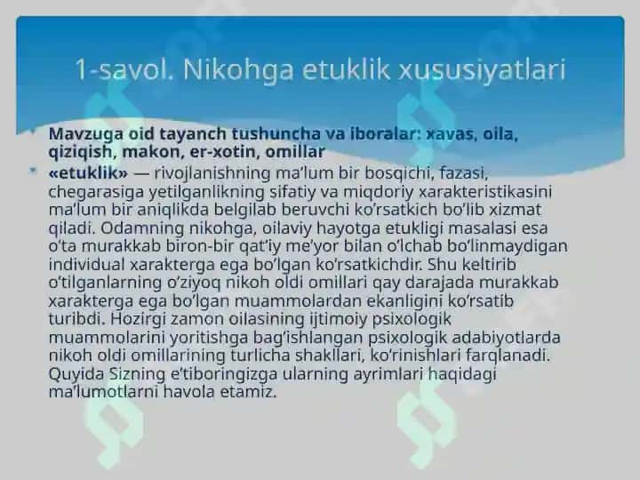 NIKOH OLDI OMILLARI XUSUSIYATLARI 3
