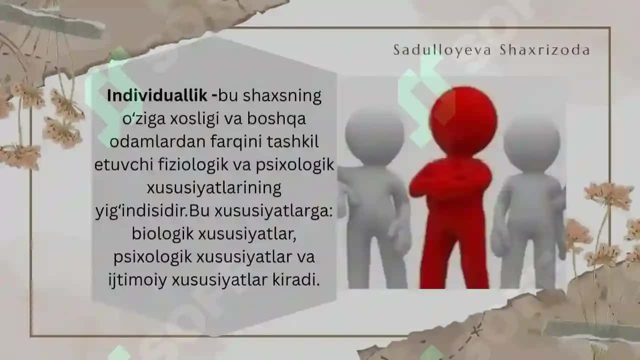 Shaxsning rivojlanishi tarbiyasi va ijtimoiylashuvi 4
