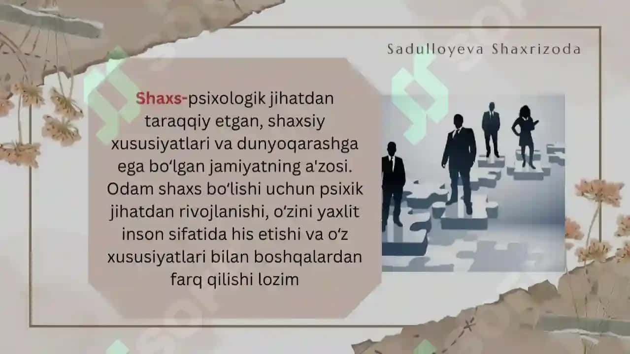 Shaxsning rivojlanishi tarbiyasi va ijtimoiylashuvi 5