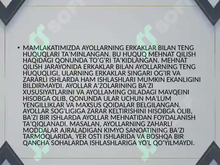 MEHNAT MUHOFAZASIGA OID DAVLAT QONUNCHILIGI 7