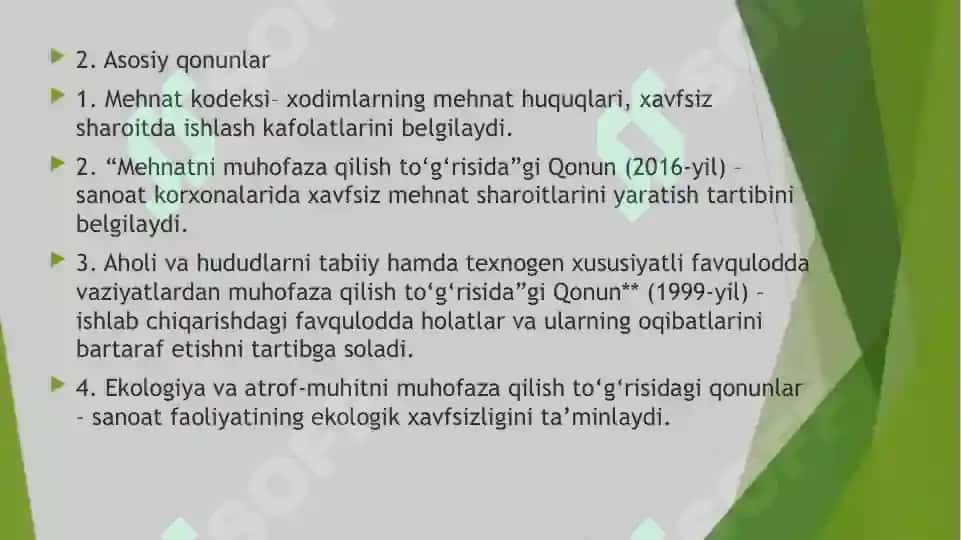 Sanoat xavfsizligi fanining huquqiy asoslari 3
