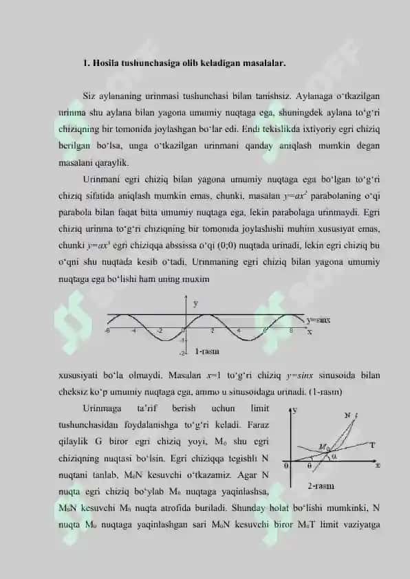 Hosila, uning geometrik va mexanik ma`nolari 2