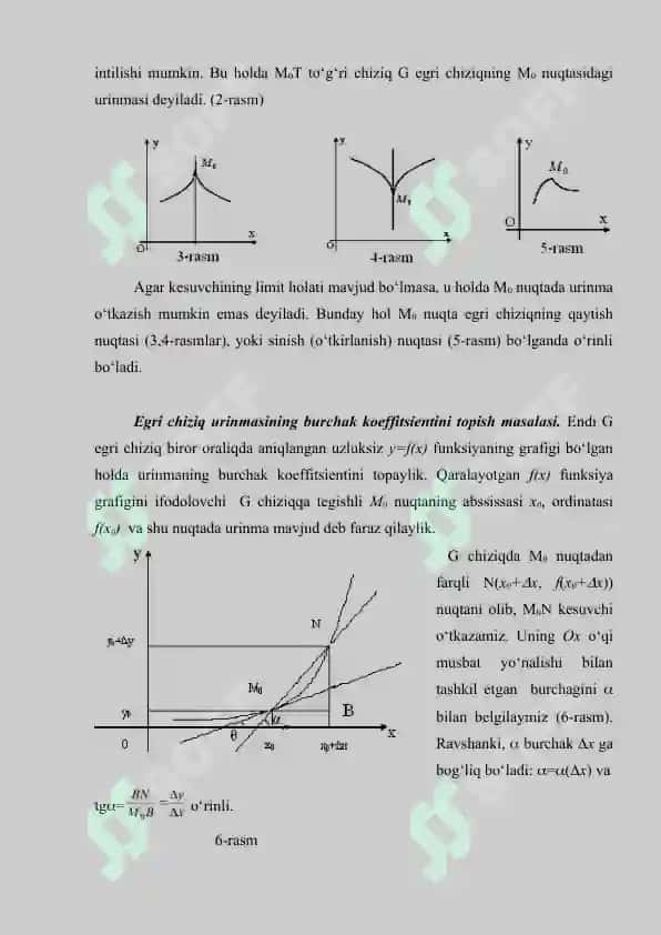 Hosila, uning geometrik va mexanik ma`nolari 3