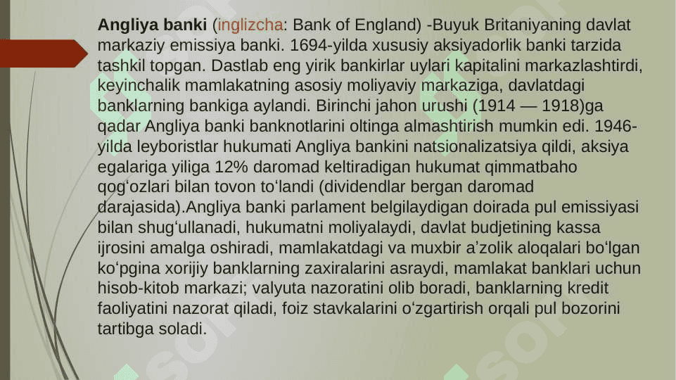Banklarning kelib chiqishi va bank tizimi. 5