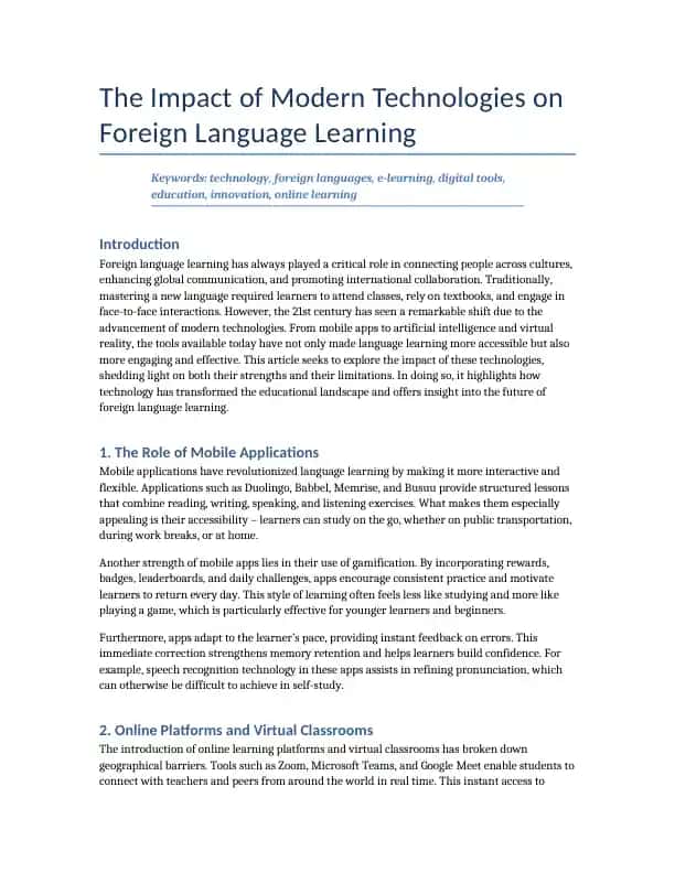 Impact of technology on language learning