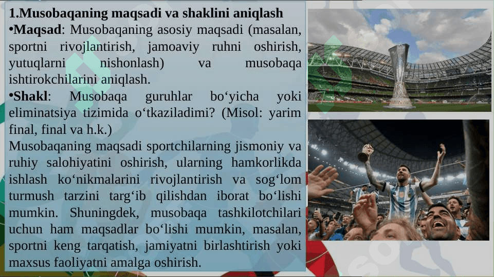 Futbol bo'yicha musobaqa o'tkazish 2