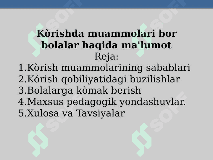 Ko'rishda muammolari bor bolalar haqida ma'lumot 2