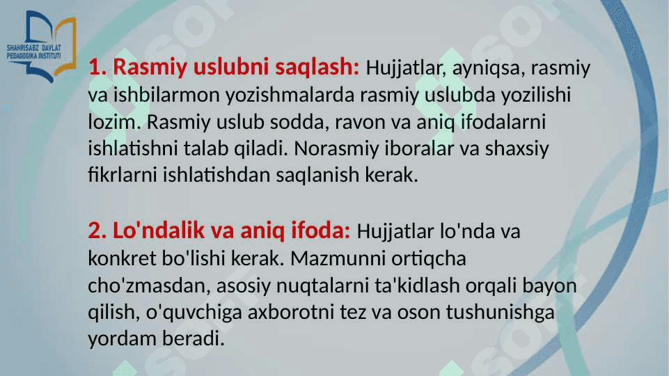 Hujjatlar bilan ishlashda uslubiy savodxonlik 3