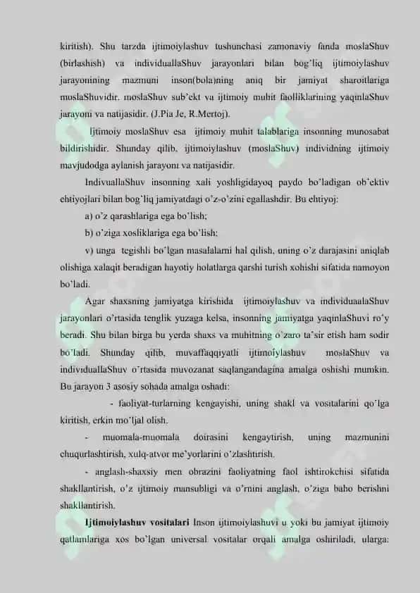 Ijtimoiylashuv jarayonida muhitning o'rni 3