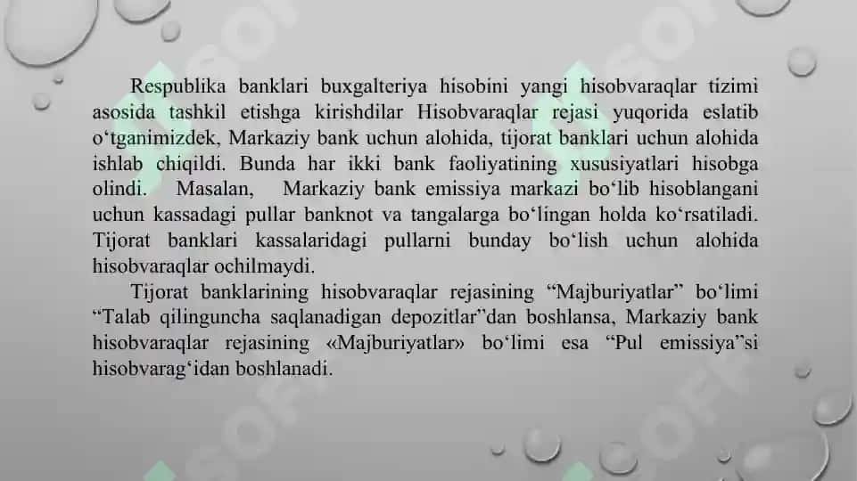 BANK BUXGALTERIYA HISOBI HISOBVARAQLARI REJASI, UNING TARKIBI 5