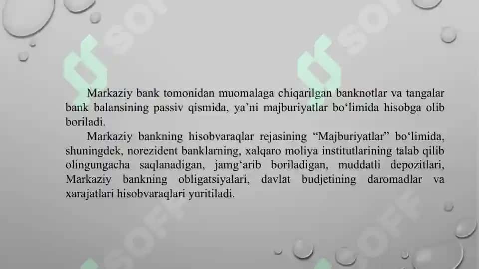 BANK BUXGALTERIYA HISOBI HISOBVARAQLARI REJASI, UNING TARKIBI 7