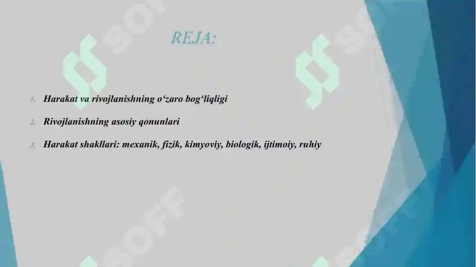 RIVOJLANISH QONUNLARI MOHIYATI.HARAKAT 2