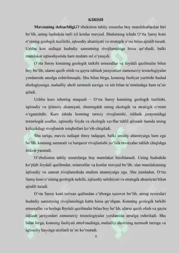 O'RTA SAROY KONI 3