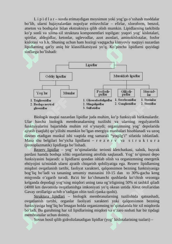 Lipidlar: tuzilishi hossalari va biologik funksiyalari 2