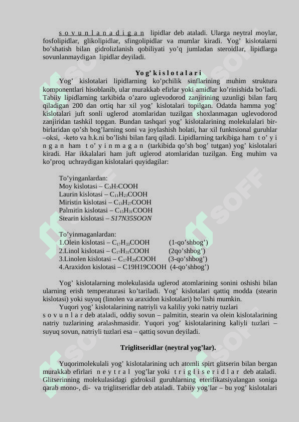 Lipidlar: tuzilishi hossalari va biologik funksiyalari 3
