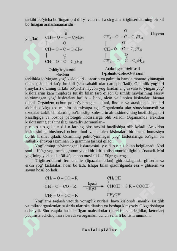 Lipidlar: tuzilishi hossalari va biologik funksiyalari 4