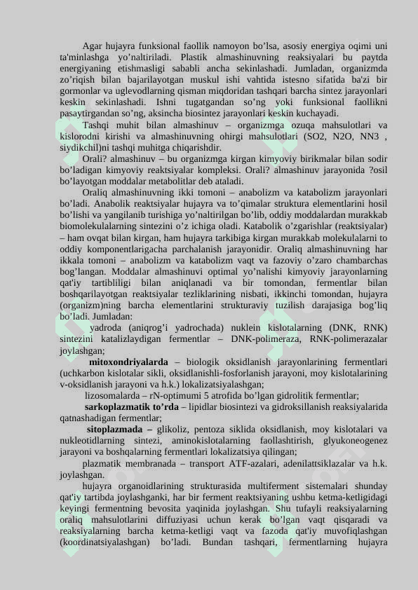 Moddalar almashinuvining umumiy ?onuniyatlari. Bioenеrgеtika 4