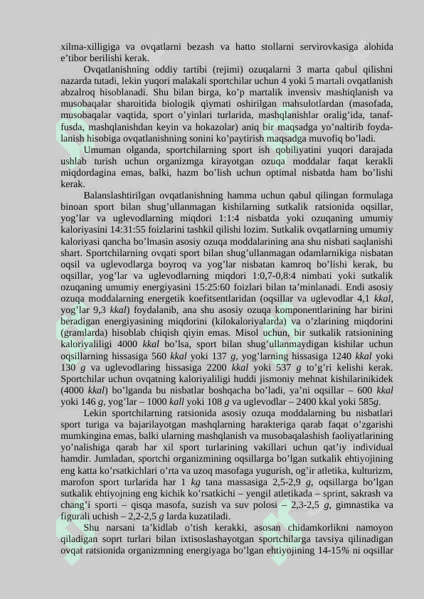 Sportchilarning ovqatlanishini biokimyoviy asoslari 3