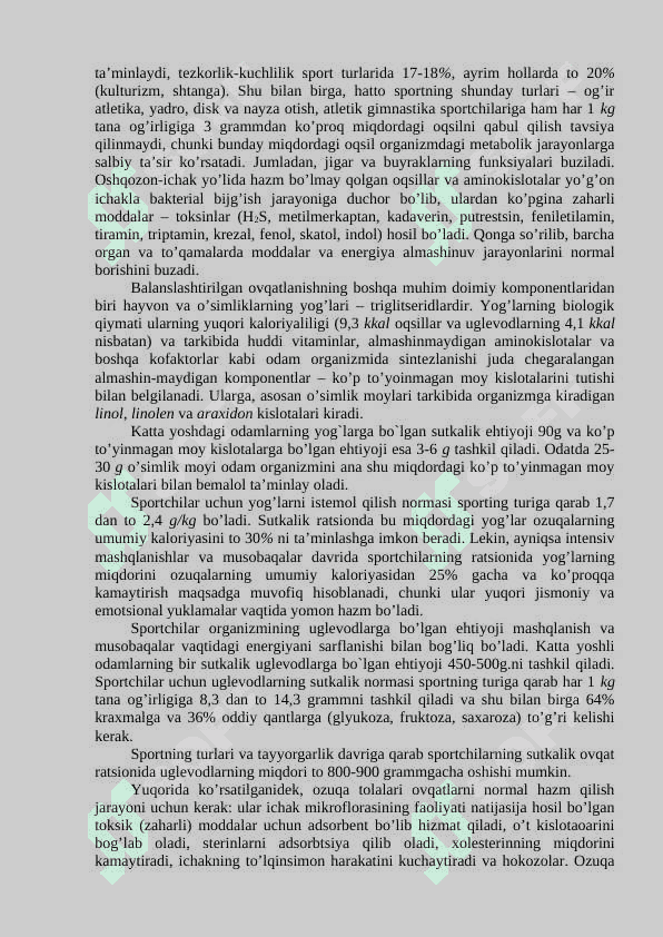 Sportchilarning ovqatlanishini biokimyoviy asoslari 4