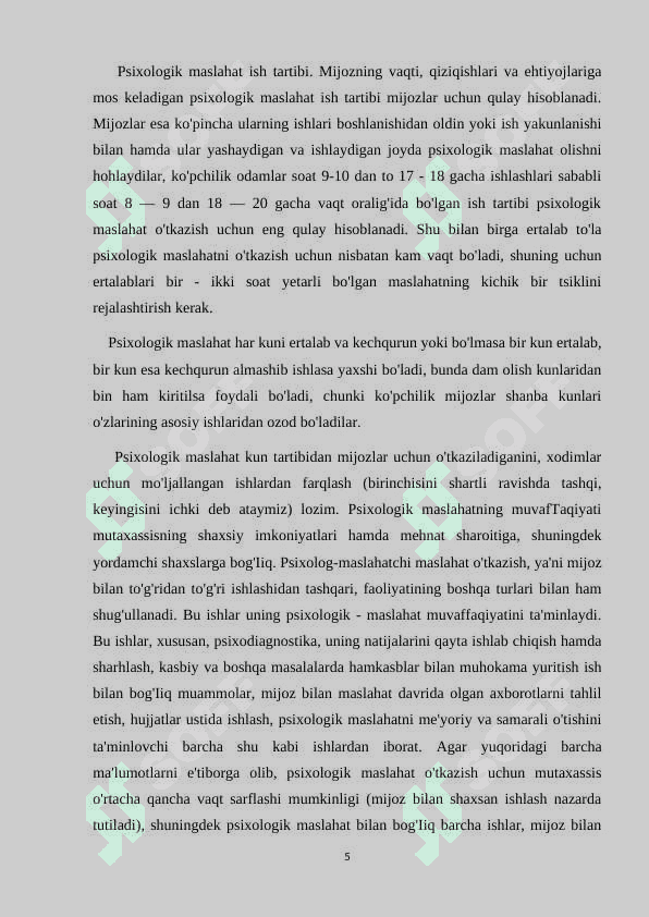 Psixologik maslahat ishini tashkil etish 5