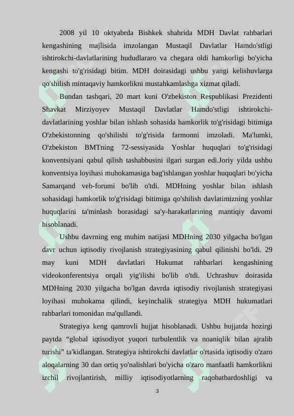 O'ZBEKISTONNING MDH DAVLATLARI BILAN O'ZARO HAMKORLIGI 3