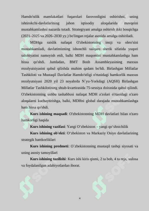 O'ZBEKISTONNING MDH DAVLATLARI BILAN O'ZARO HAMKORLIGI 4
