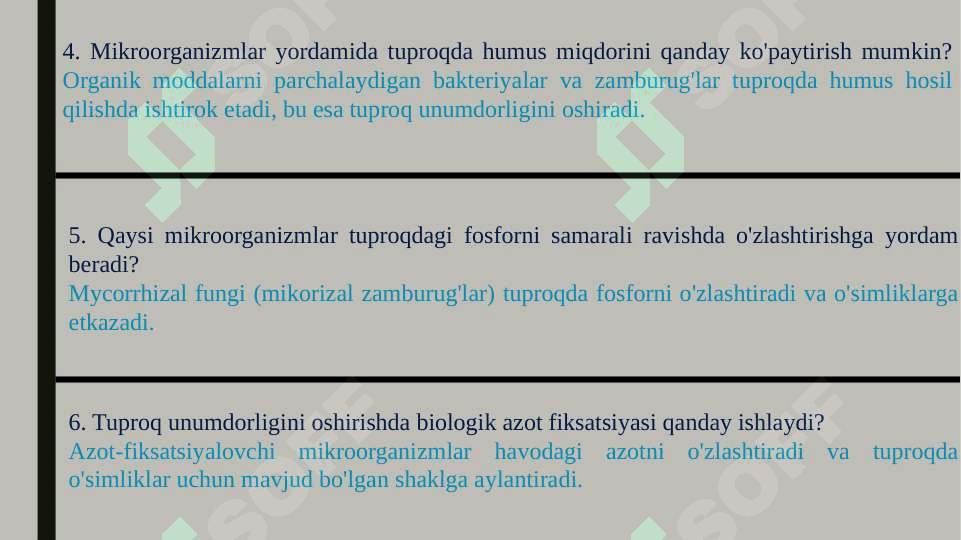 TUPROQ UNUMDORLIGINI OSHIRISHDA MIKROORGANIZMLARDAN FOYDALANISH 3