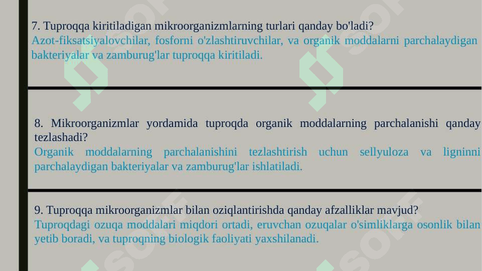 TUPROQ UNUMDORLIGINI OSHIRISHDA MIKROORGANIZMLARDAN FOYDALANISH 4