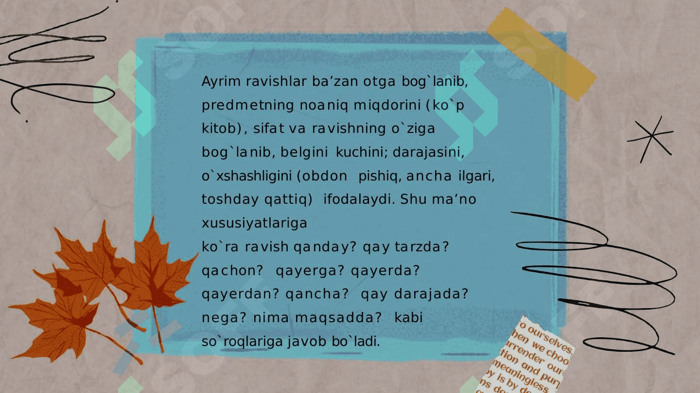 Ravishning ta'rifi, leksik-grammatik xususiyatlari, ma'no guruhlari 4