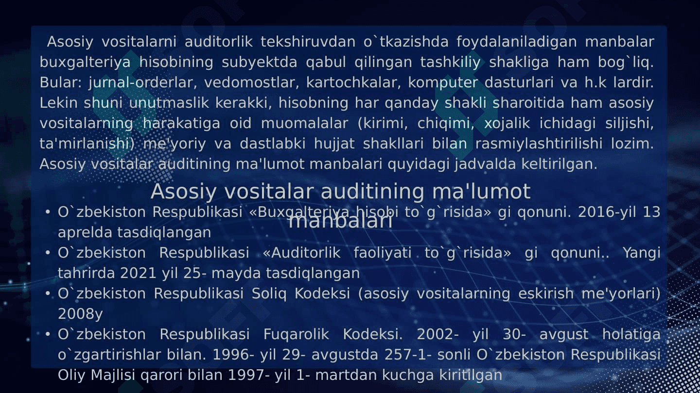 Asosiy vositalar auditi 8
