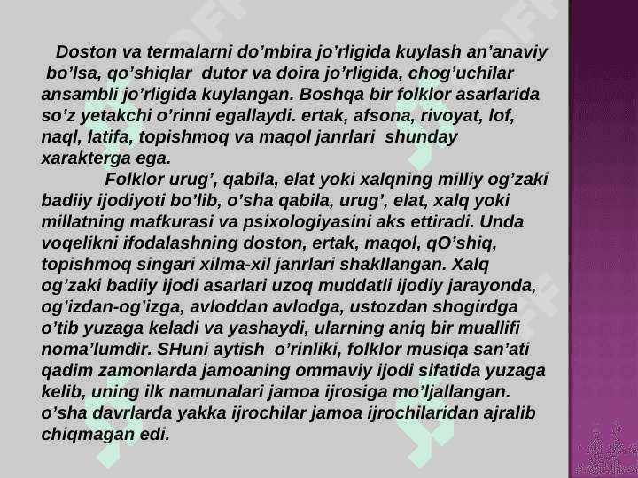 FOLKLOR SAN’ATI VA BAXSHICHILIK SAN’ATI 4