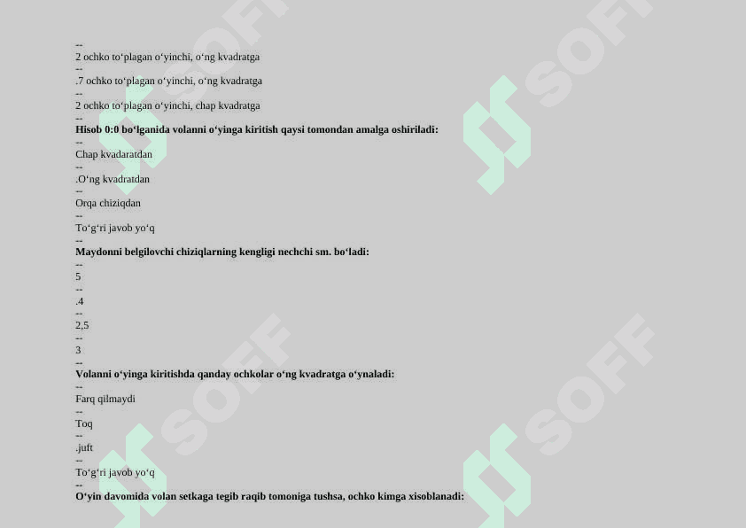 Badminton test javoblari bilan 4